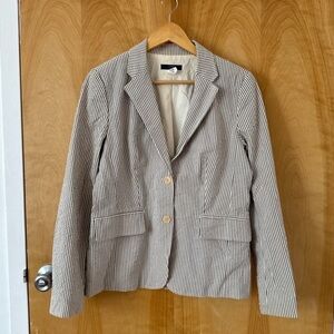 J.Crew Stretch Shrunken-Fit Seersucker Blazer in Gray Stripe Size 8
